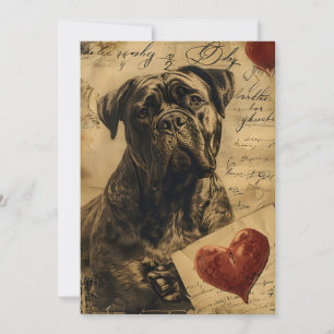 Mastiff Vintage Valentijnsdag  Feestdagenkaart