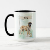 Mastiff Watercolor Personalized Dog Mok (Links)
