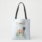 Mastiff Watercolor Personalized Dog Tote Bag (Voorkant)