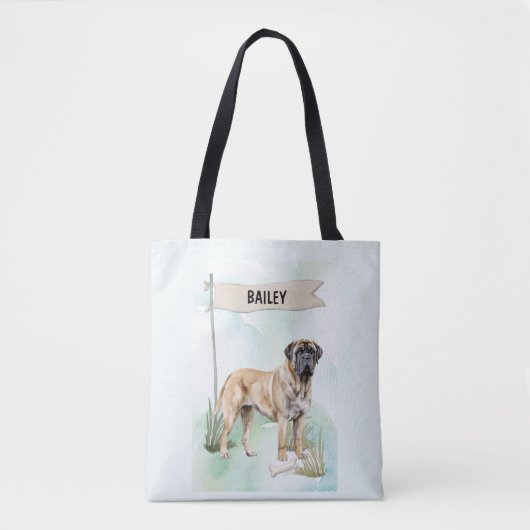 Mastiff-waterverf aangepaste hond tote bag (Voorkant)