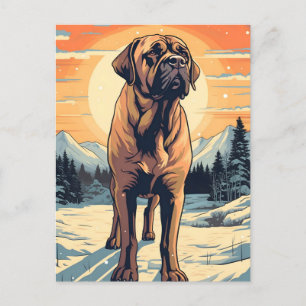 Mastiff winterbergbos tijdens zonsondergang briefkaart