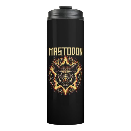 Mastodon Everzwijn Brand Thermosbeker (Voorkant)
