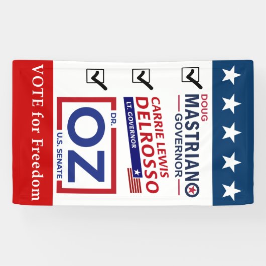 Mastriano, DelRosso & Dr. OZ - 36 × 60 Freedom Spandoek (Horizontaal)