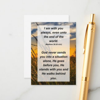 Mat. 28:20 Ik ben altijd bij u, zelfs tot het eind Informatiekaartje