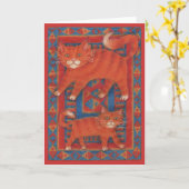 Mat Cats blanco greetcard Kaart (Gele Bloem)