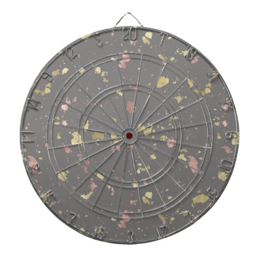 Mat Goud en Roos Gouden Vlokken Donkergrijs Dartbord (Voorkant)