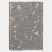 Mat Goud en Roos Gouden Vlokken Donkergrijs Deken (Voorkant Verticaal)