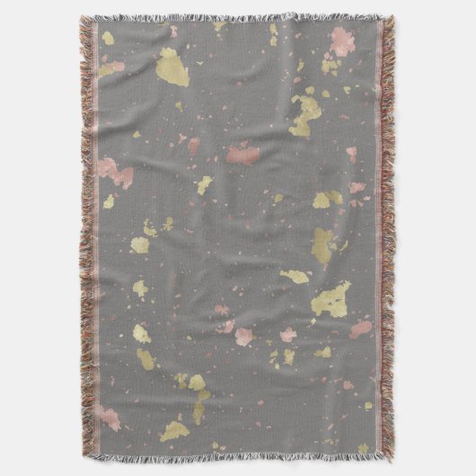 Mat Goud en Roos Gouden Vlokken Donkergrijs Deken (Voorkant Verticaal)