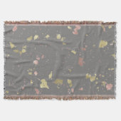Mat Goud en Roos Gouden Vlokken Donkergrijs Deken (Voorkant)