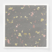 Mat Goud en Roos Gouden Vlokken Donkergrijs Servet (Voorkant)