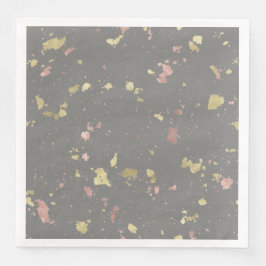 Mat Goud en Roos Gouden Vlokken Donkergrijs Servet