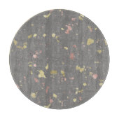 Mat Goud en Roos Gouden Vlokken Donkergrijs Snijplank (Voorkant)