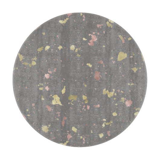 Mat Goud en Roos Gouden Vlokken Donkergrijs Snijplank (Voorkant)