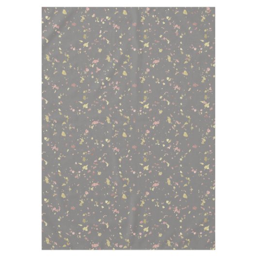 Mat Goud en Roos Gouden Vlokken Donkergrijs Tafelkleed (Voorkant)