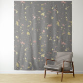 Mat Goud en Roos Gouden Vlokken Donkergrijs Wandkleed (In situ)