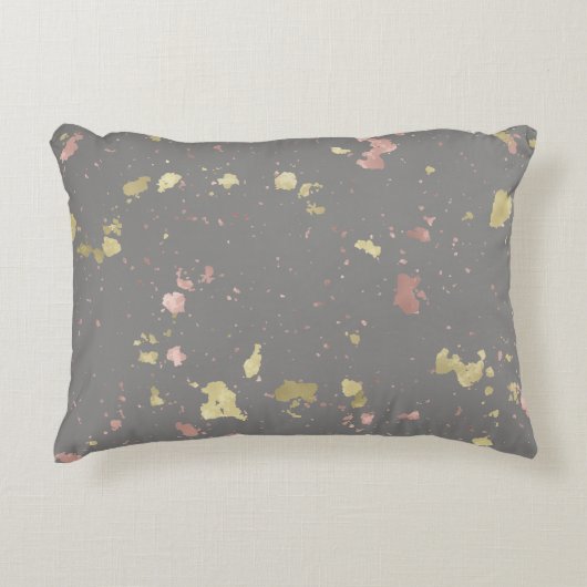 Mat Goud en Roos Gouden Vlokken Warm Donkergrijs Accent Kussen (Voorkant)