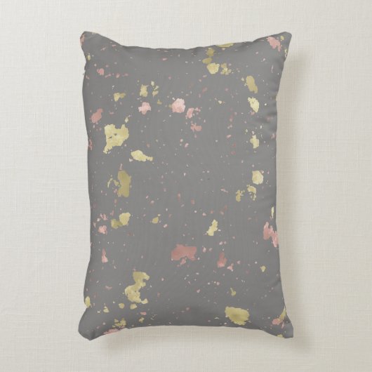 Mat Goud en Roos Gouden Vlokken Warm Donkergrijs Accent Kussen (Voorkant(Verticaal))