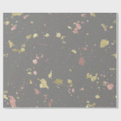 Mat Goud en Roos Gouden Vlokken Warm Donkergrijs Cadeaupapier (Vlak)