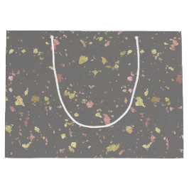 Mat Goud en Roos Gouden Vlokken Warm Donkergrijs Groot Cadeauzakje