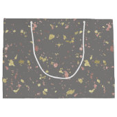 Mat Goud en Roos Gouden Vlokken Warm Donkergrijs Groot Cadeauzakje (Achterkant)