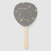 Mat Goud en Roos Gouden Vlokken Warm Donkergrijs Handwaaier (Achterkant)