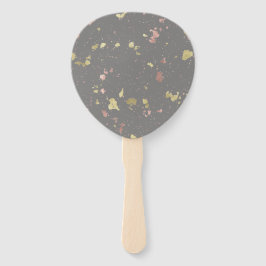 Mat Goud en Roos Gouden Vlokken Warm Donkergrijs Handwaaier