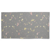 Mat Goud en Roos Gouden Vlokken Warm Donkergrijs Kussensloop (Voorkant-Links)