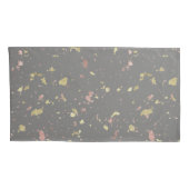 Mat Goud en Roos Gouden Vlokken Warm Donkergrijs Kussensloop (Achterkant-Rechts)