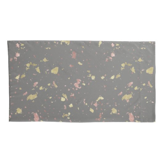 Mat Goud en Roos Gouden Vlokken Warm Donkergrijs Kussensloop (Achterkant-Rechts)