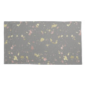 Mat Goud en Roos Gouden Vlokken Warm Donkergrijs Kussensloop (Achterkant-Links)