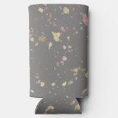 Mat Goud en Roos Gouden Vlokken Warm Donkergrijs Seltzer Blikjeskoeler (Achterkant)