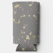 Mat Goud en Roos Gouden Vlokken Warm Donkergrijs Seltzer Blikjeskoeler (Voorkant)