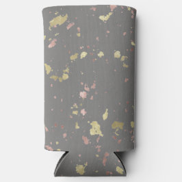 Mat Goud en Roos Gouden Vlokken Warm Donkergrijs Seltzer Blikjeskoeler