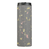 Mat Goud en Roos Gouden Vlokken Warm Donkergrijs Thermosbeker (Achterkant)