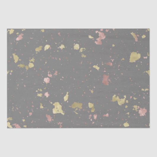 Mat Goud en Roos Gouden Vlokken Warm Donkergrijs Tissuepapier (Voorkant)