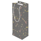 Mat Goud en Roos Gouden Vlokken Warm Donkergrijs Wijn Cadeautas (Achterkant Gekanteld)