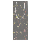 Mat Goud en Roos Gouden Vlokken Warm Donkergrijs Wijn Cadeautas (Achterkant)