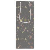 Mat Goud en Roos Gouden Vlokken Warm Donkergrijs Wijn Cadeautas (Voorkant)