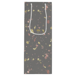 Mat Goud en Roos Gouden Vlokken Warm Donkergrijs Wijn Cadeautas