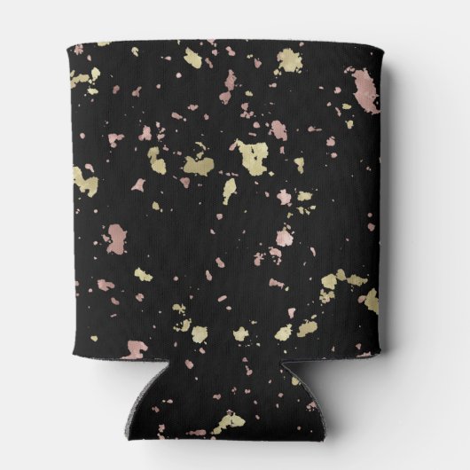 Mat Goud en Roos Gouden Vlokken Zwart Blikjeskoeler (Achterkant)