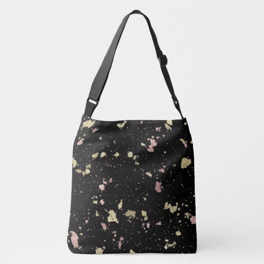 Mat Goud en Roos Gouden Vlokken Zwart Crossbody Tas (Achterkant)