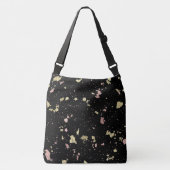 Mat Goud en Roos Gouden Vlokken Zwart Crossbody Tas (Voorkant)