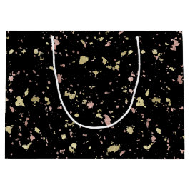 Mat Goud en Roos Gouden Vlokken Zwart Groot Cadeauzakje