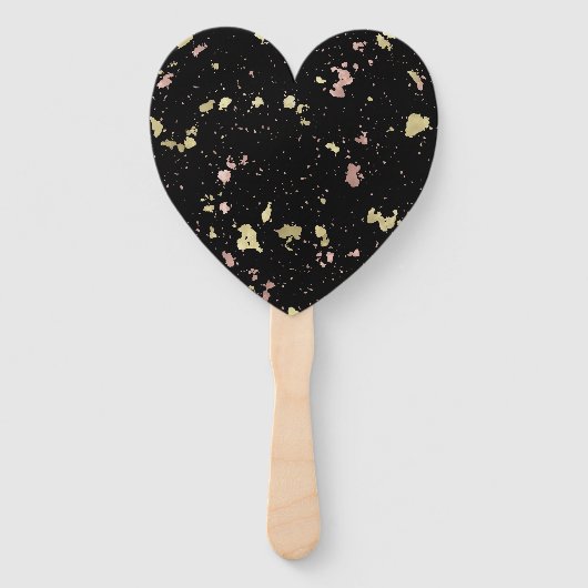 Mat Goud en Roos Gouden Vlokken Zwart Handwaaier (Achterkant)