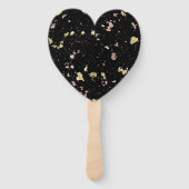 Mat Goud en Roos Gouden Vlokken Zwart Handwaaier (Voorkant)