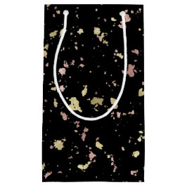 Mat Goud en Roos Gouden Vlokken Zwart Klein Cadeauzakje