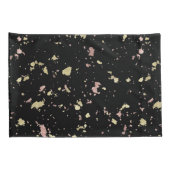 Mat Goud en Roos Gouden Vlokken Zwart Kussensloop (Achterkant-Rechts)