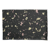 Mat Goud en Roos Gouden Vlokken Zwart Kussensloop (Voorkant-Links)