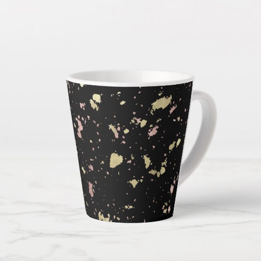 Mat Goud en Roos Gouden Vlokken Zwart Latte Mok (Rechterhoek)