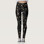 Mat Goud en Roos Gouden Vlokken Zwart Leggings (Voorkant)